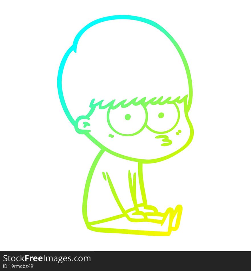 cold gradient line drawing curious cartoon boy