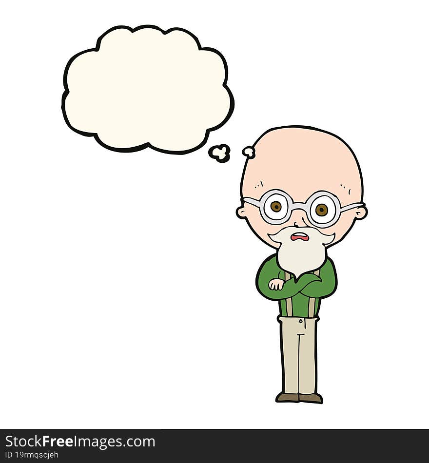 Cartoon Annoyed Old Man With Thought Bubble