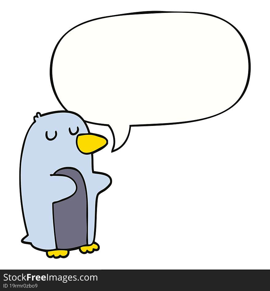 Cartoon Penguin And Speech Bubble