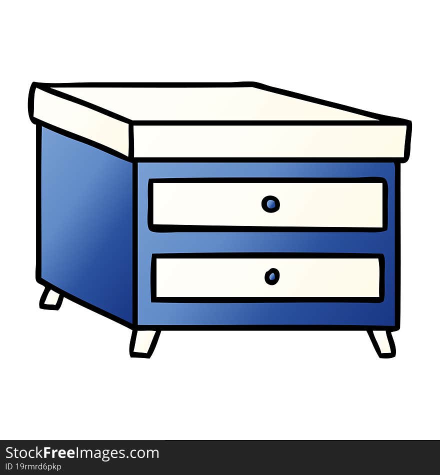 hand drawn gradient cartoon doodle of a bedside table