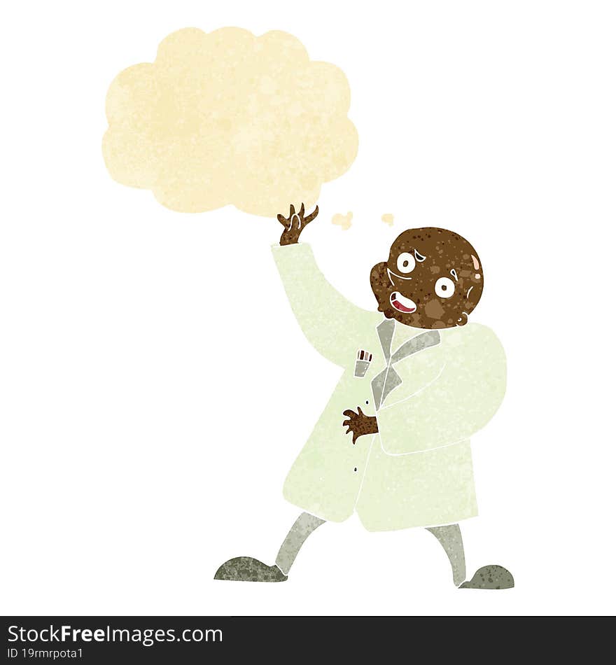 Cartoon Mad Scientist With Thought Bubble