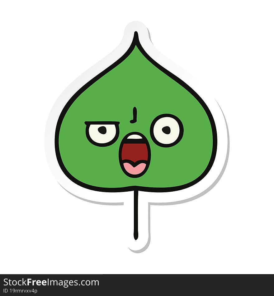 sticker of a cute cartoon expressional leaf