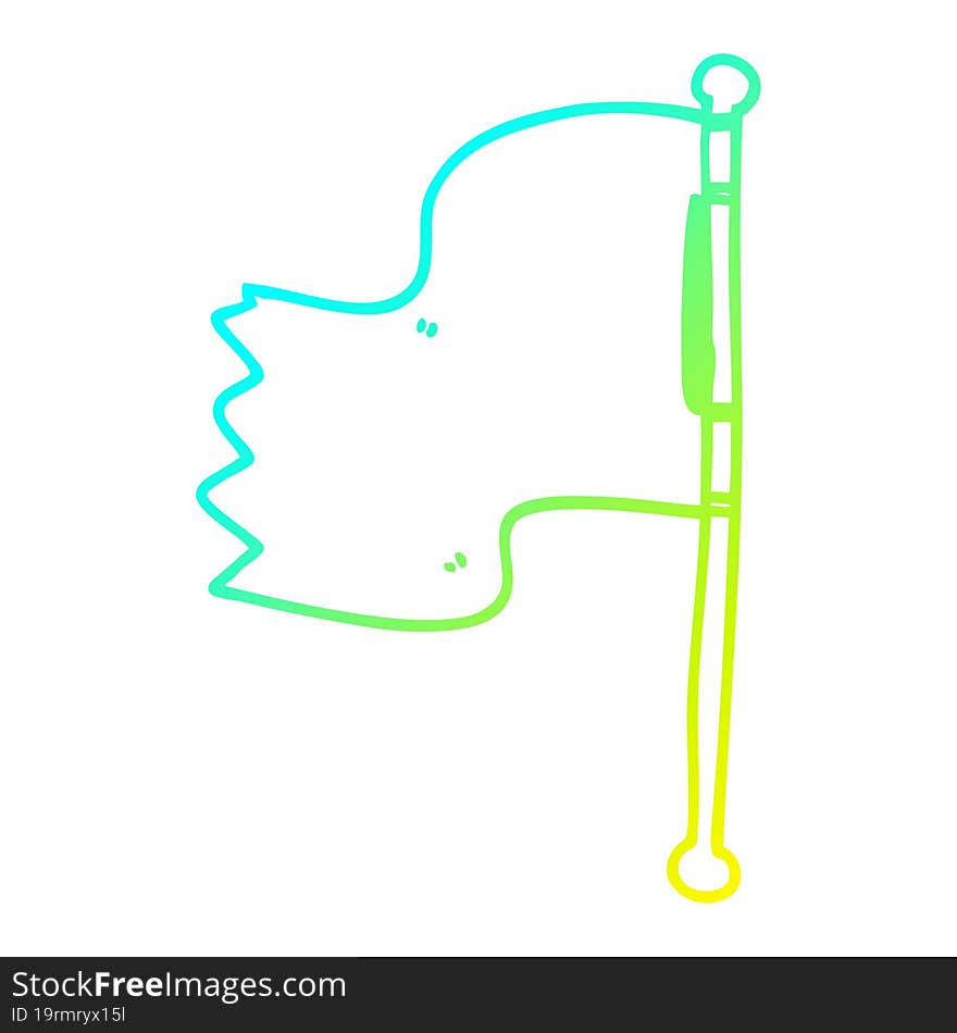 Cold Gradient Line Drawing Cartoon Waving Flag