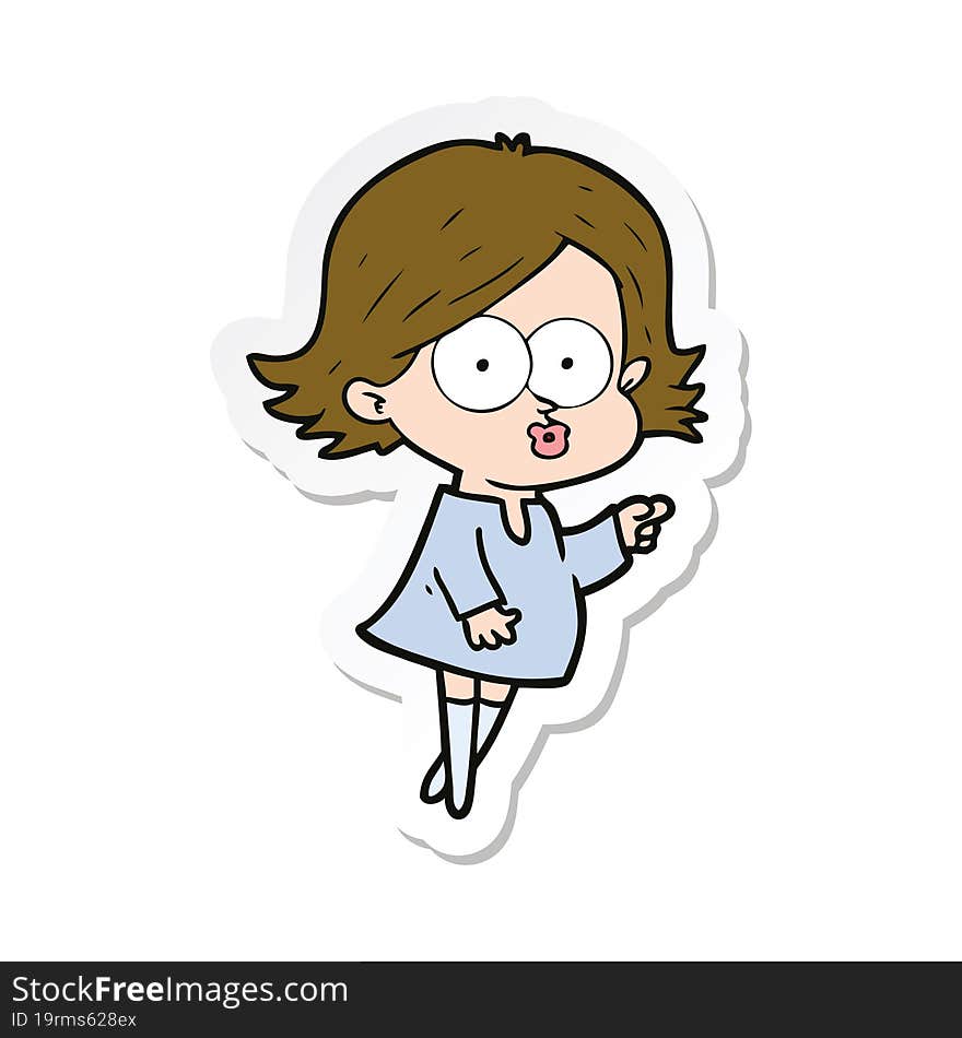 Sticker Of A Cartoon Girl Pouting