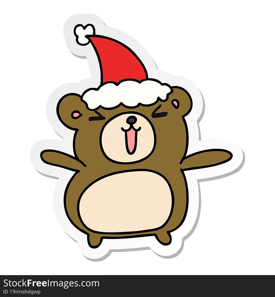 christmas sticker cartoon of kawaii bear