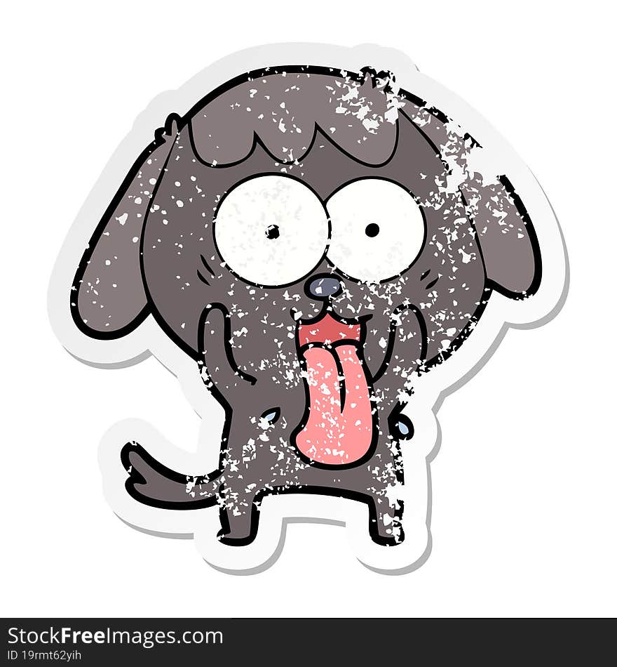 Distressed Sticker Of A Cute Cartoon Dog