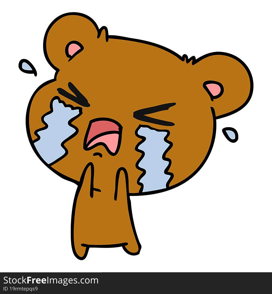 Cartoon Of A Cute Crying Bear