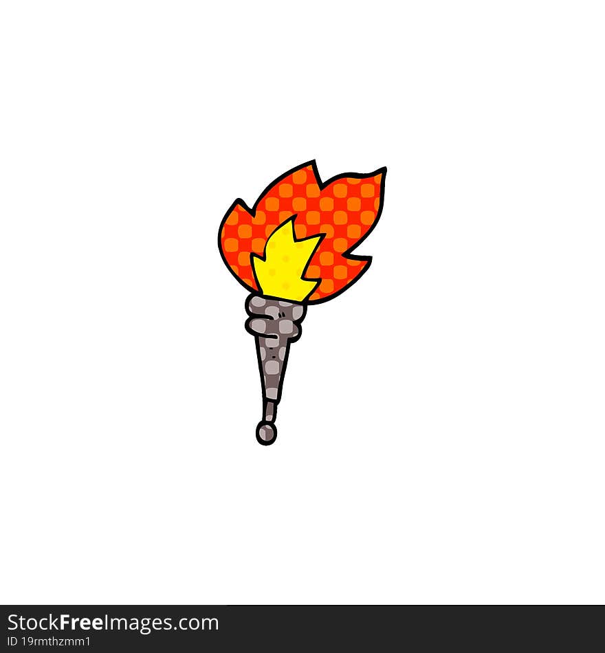 cartoon doodle flaming torch