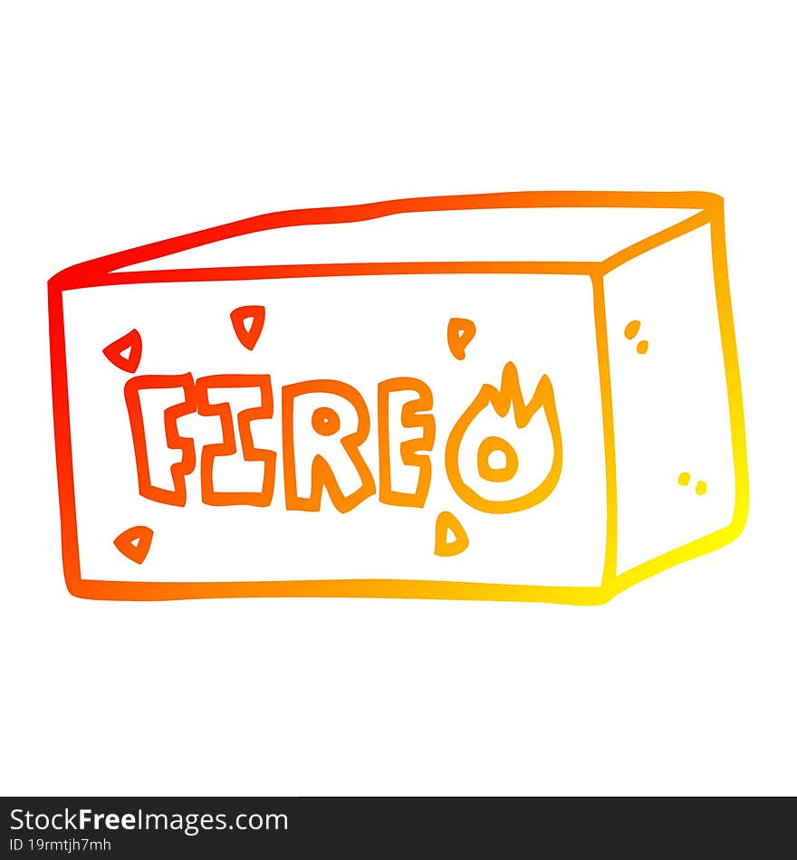 Warm Gradient Line Drawing Cartoon Emergency Fire Sign