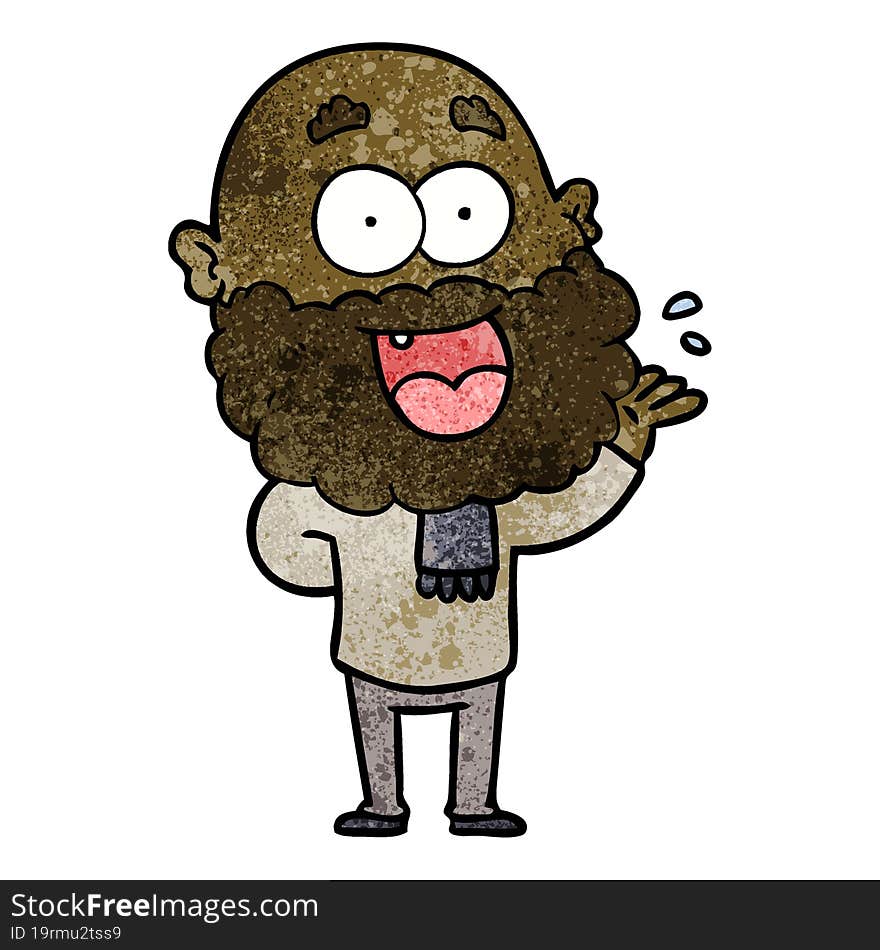 cartoon crazy happy man with beard amazed. cartoon crazy happy man with beard amazed