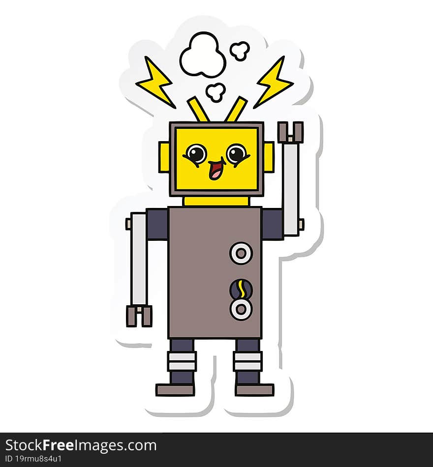 sticker of a cute cartoon robot