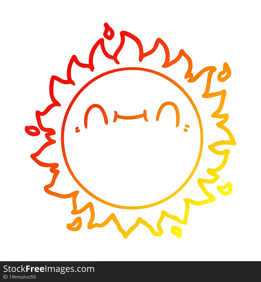 warm gradient line drawing happy cartoon sun