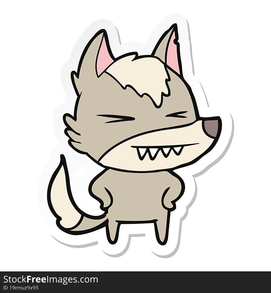 sticker of a angry wolf cartoon