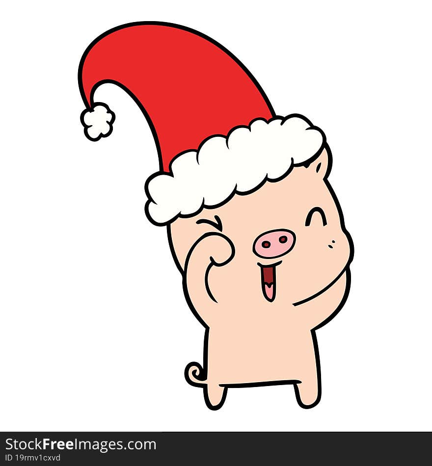 happy cartoon christmas pig. happy cartoon christmas pig