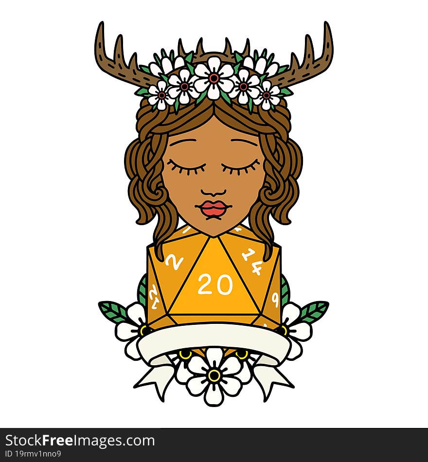 human druid with natural twenty roll illustration