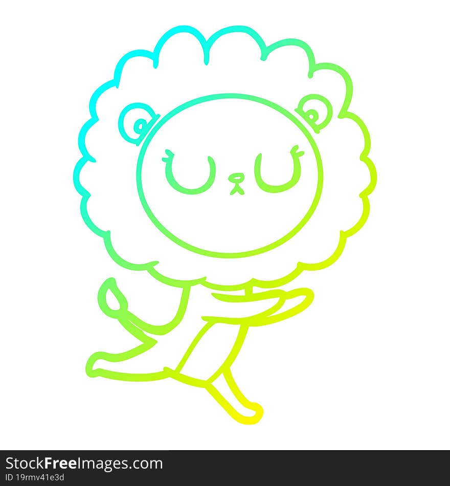 cold gradient line drawing cartoon running lion