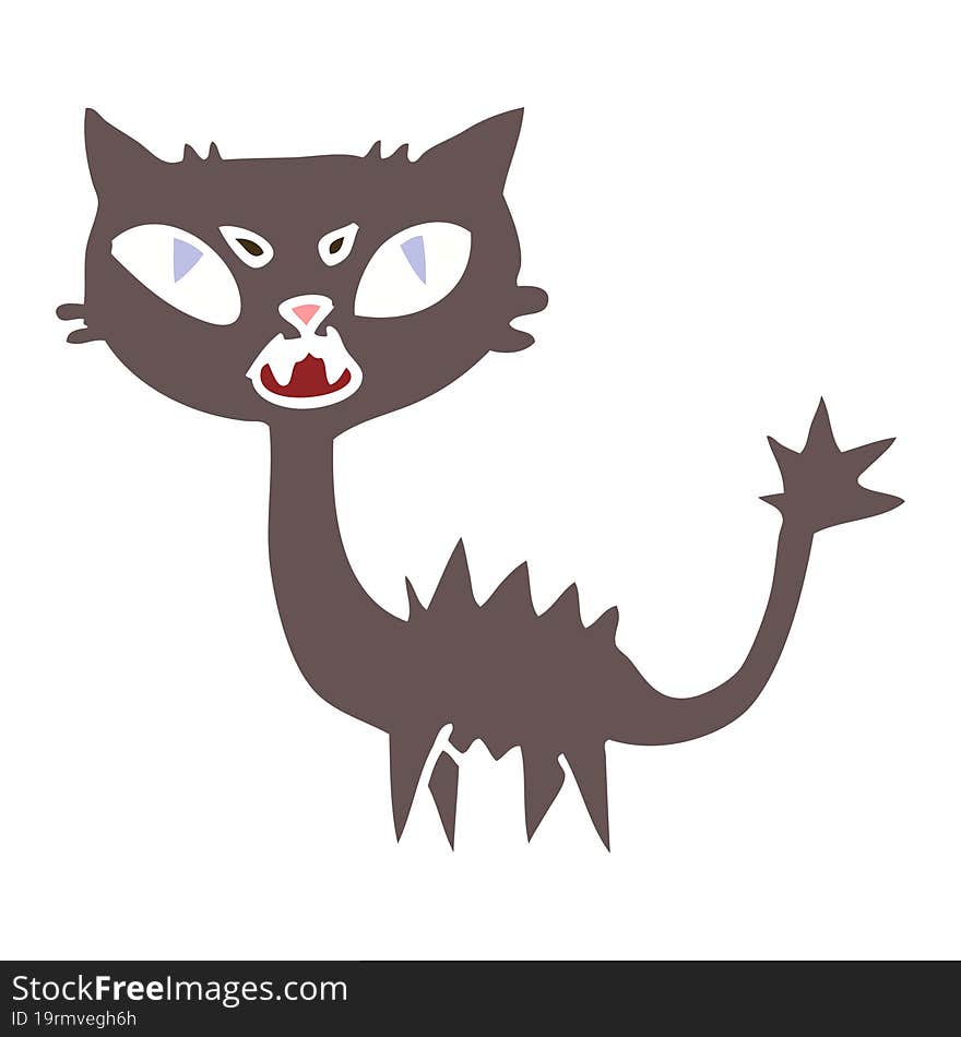 Flat Color Illustration Cartoon Halloween Black Cat