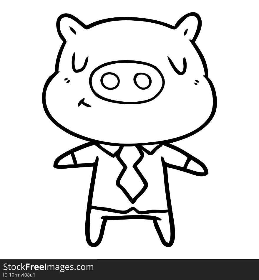 cartoon content pig in shirt and tie. cartoon content pig in shirt and tie