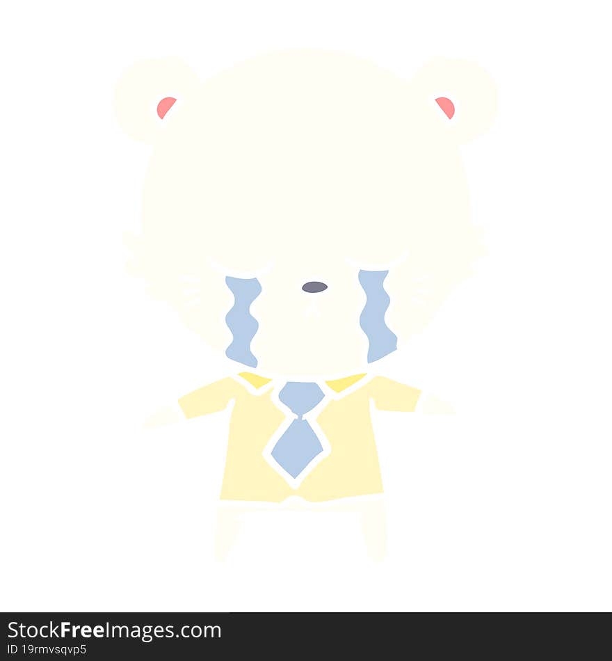 Crying Flat Color Style Cartoon Polarbear