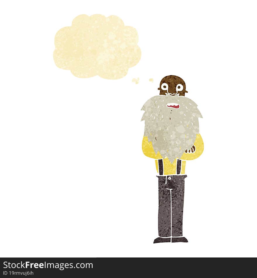 cartoon bearded old man with thought bubble