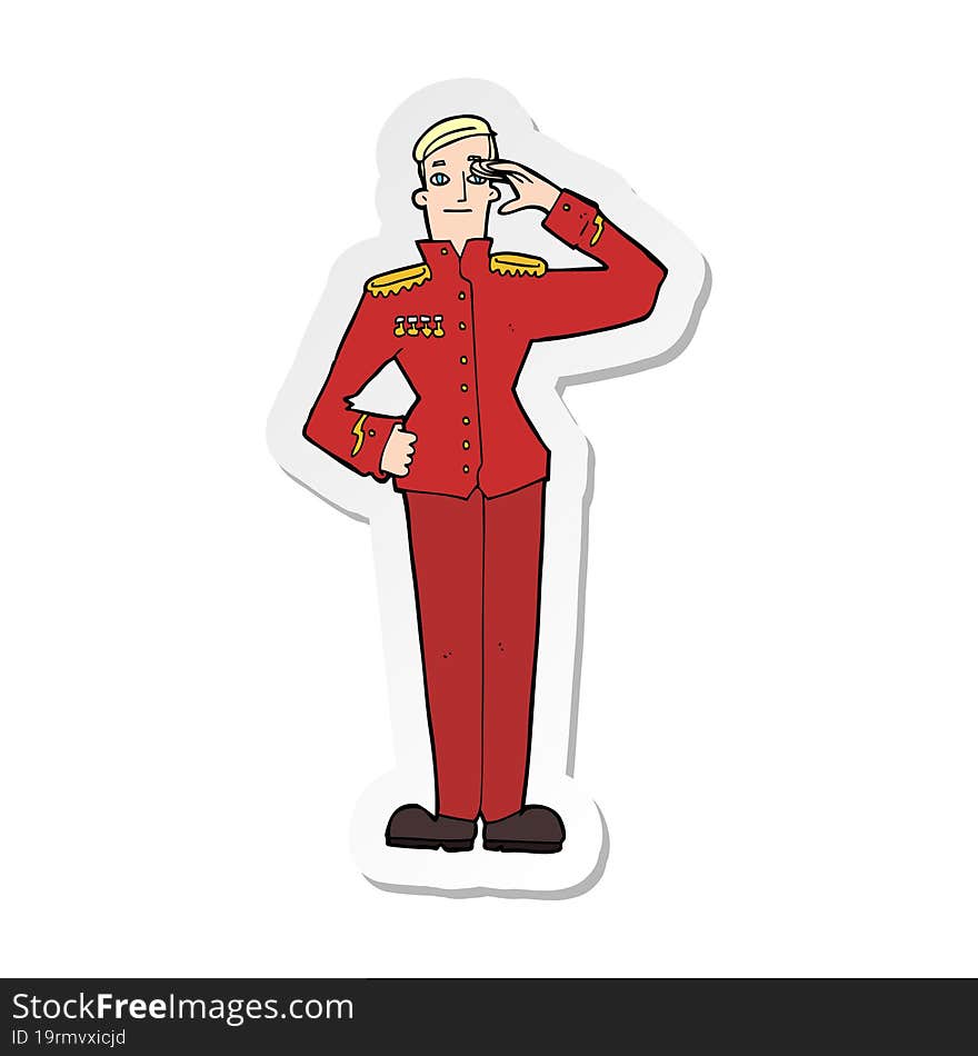 Sticker Of A Cartoon Military Man In Dress Uniform