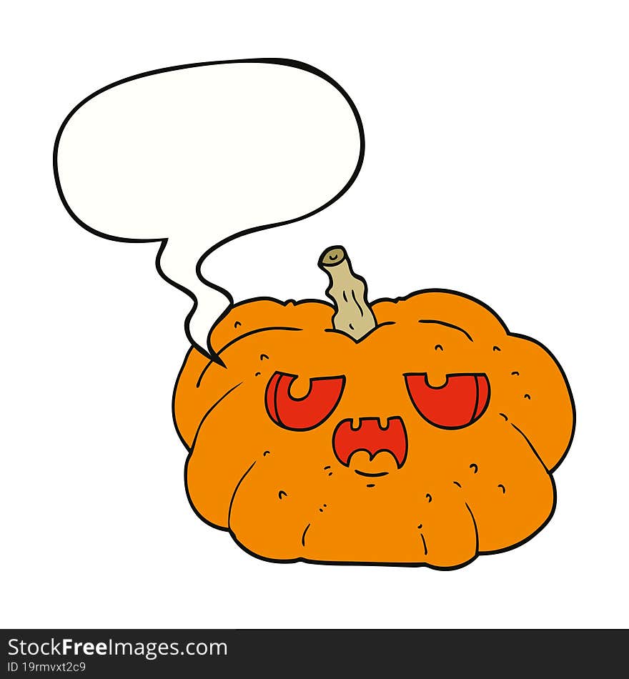 cartoon pumpkin with speech bubble. cartoon pumpkin with speech bubble