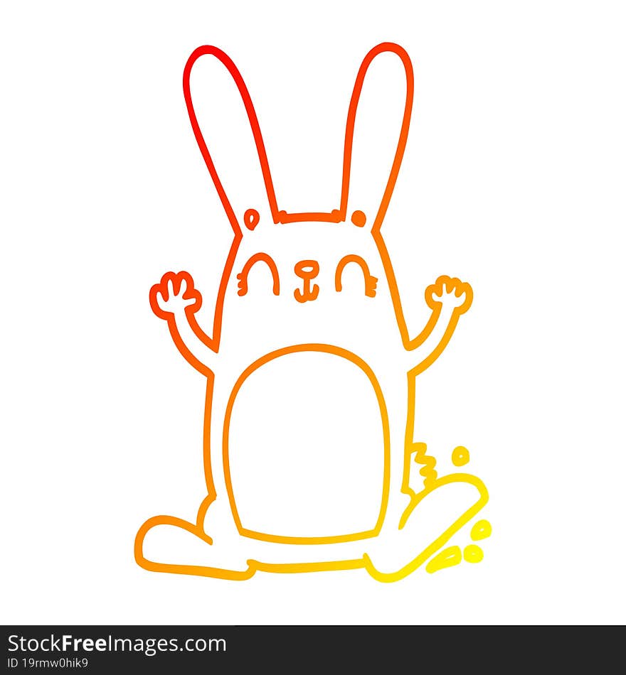 warm gradient line drawing cartoon rabbit