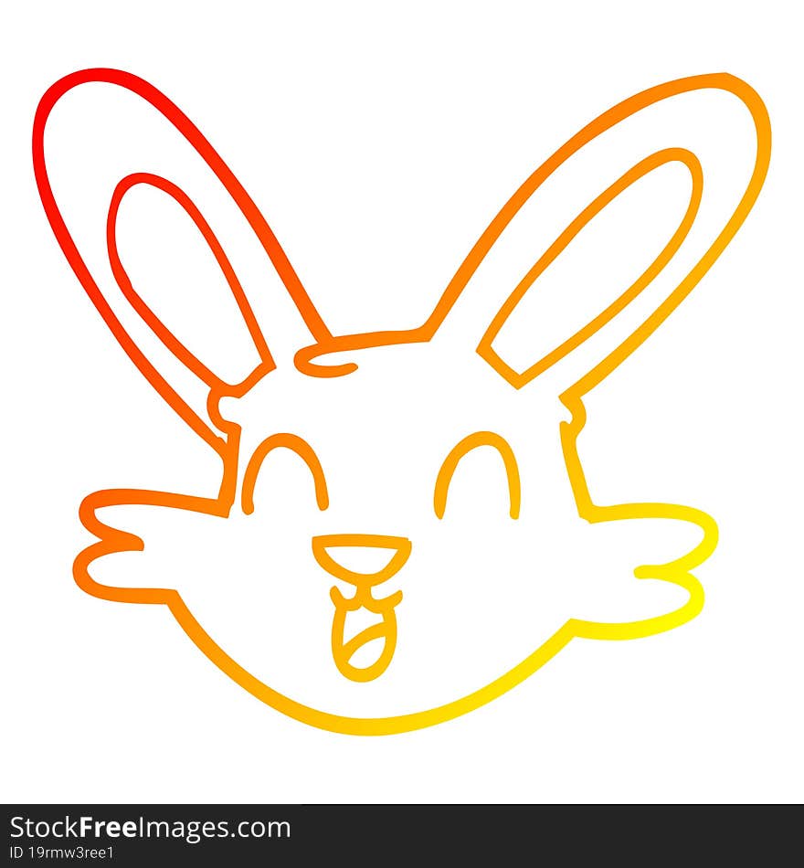 warm gradient line drawing of a cartoon cute bunny