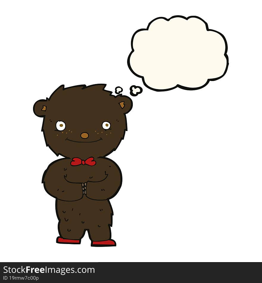 cartoon little black bear with thought bubble