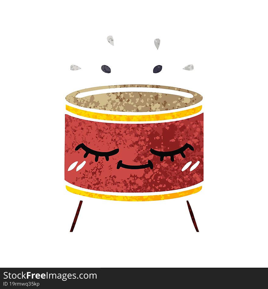 retro illustration style cartoon drum