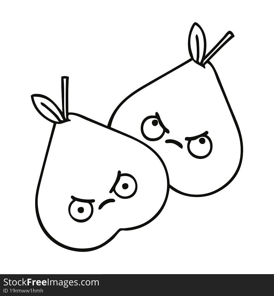 line drawing cartoon of a pears. line drawing cartoon of a pears