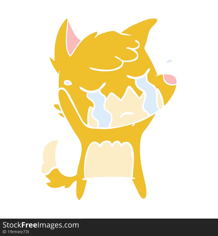 Crying Fox Flat Color Style Cartoon