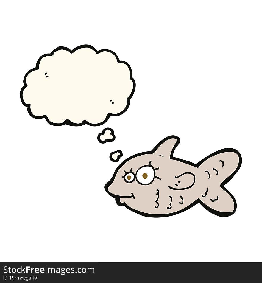 Cartoon Happy Goldfish With Thought Bubble