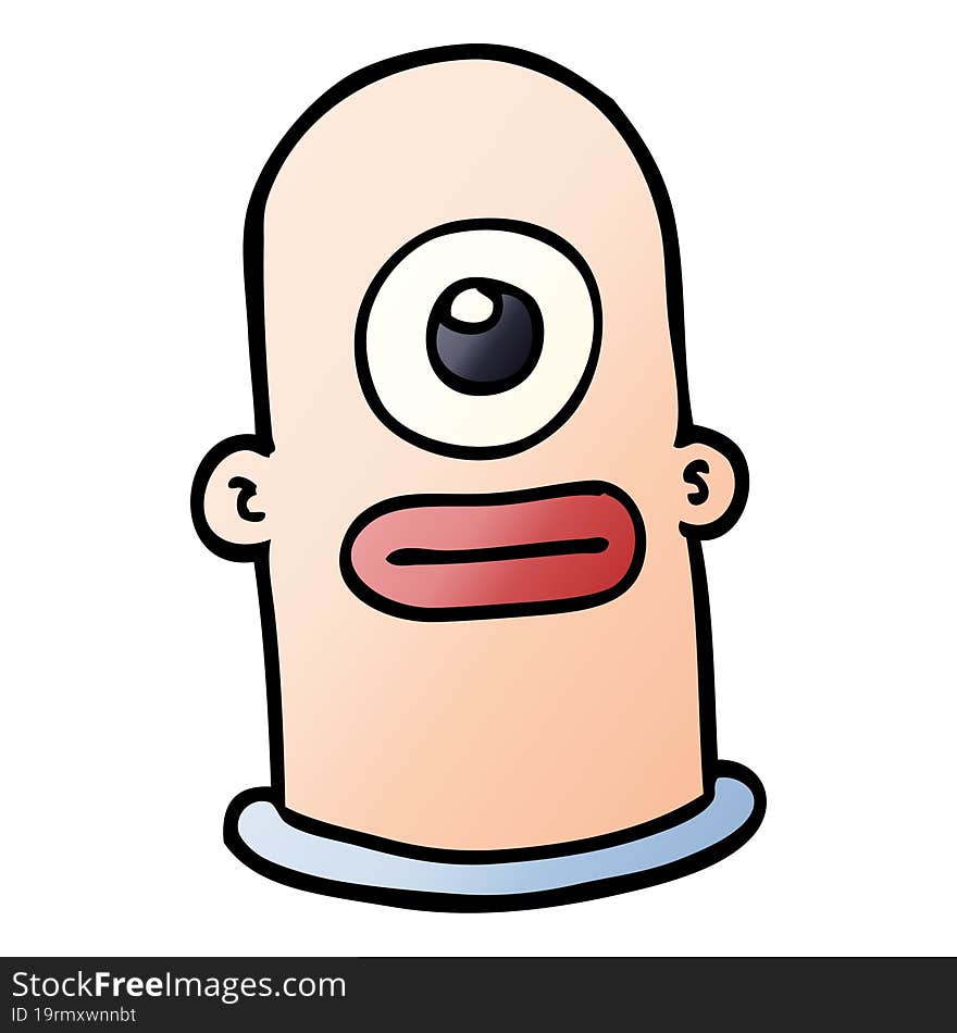 Cartoon Doodle Cyclops Face