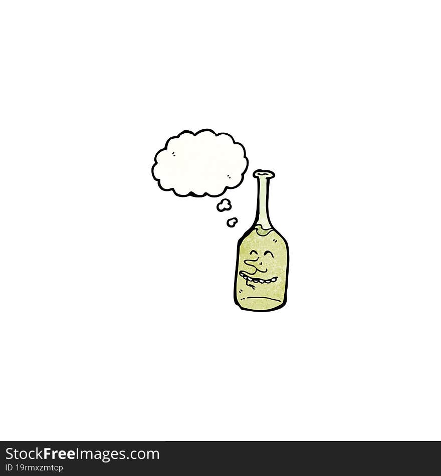 cartoon wine bottle with face