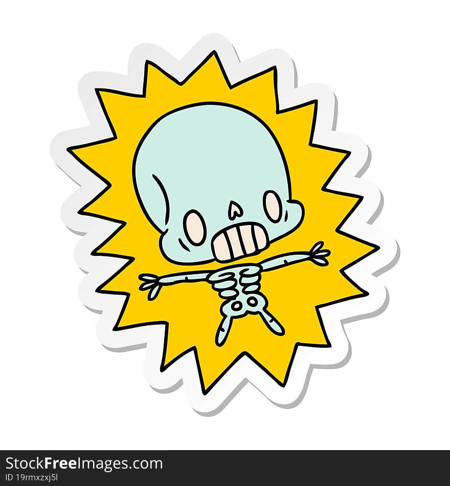 Sticker Cartoon Kawaii Electrocuted Skeleton