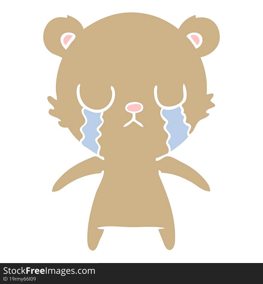 crying flat color style cartoon bear