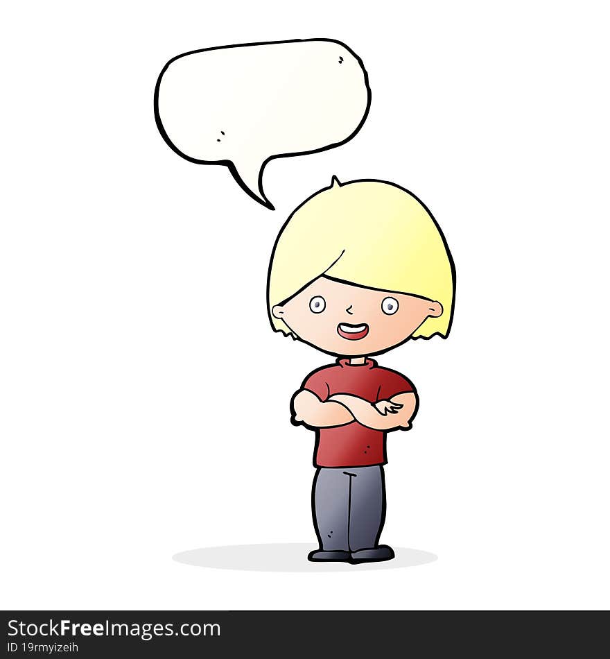 Cartoon Man With Crossed Arms With Speech Bubble