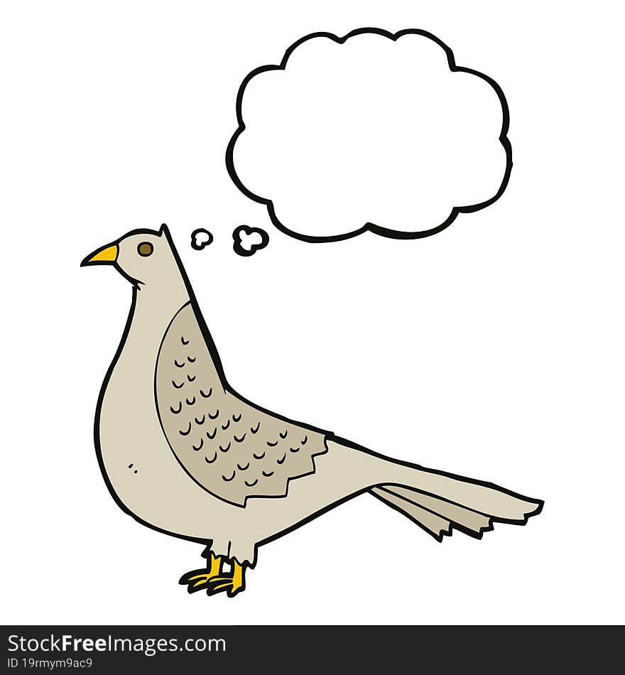 cartoon bird with thought bubble