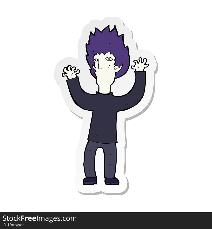 sticker of a cartoon vampire