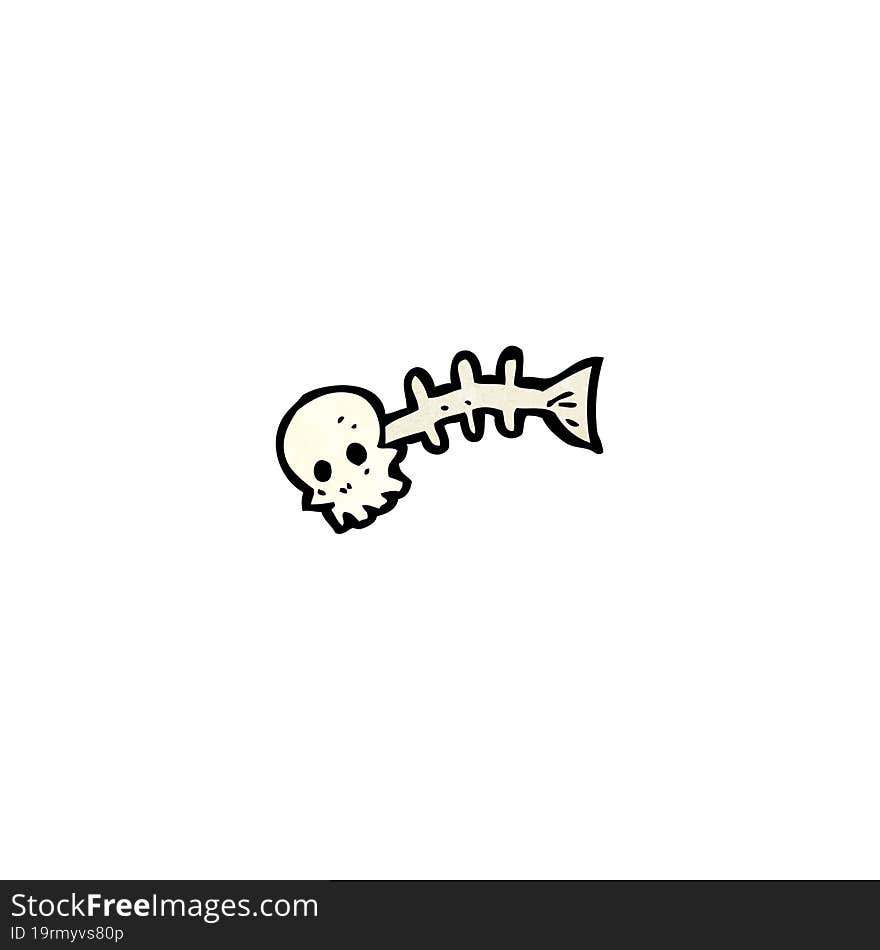 Spooky Skull Fish Bones Cartoon