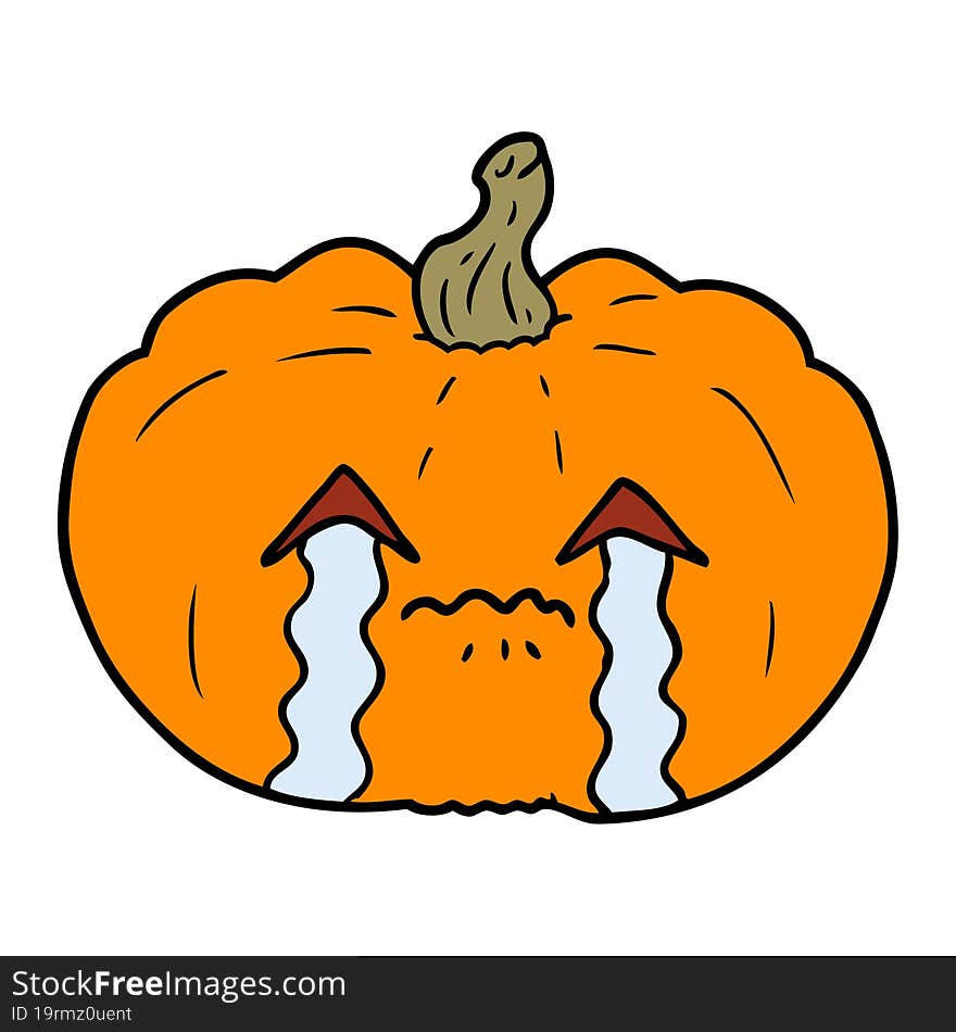 cartoon crying halloween pumpkin. cartoon crying halloween pumpkin