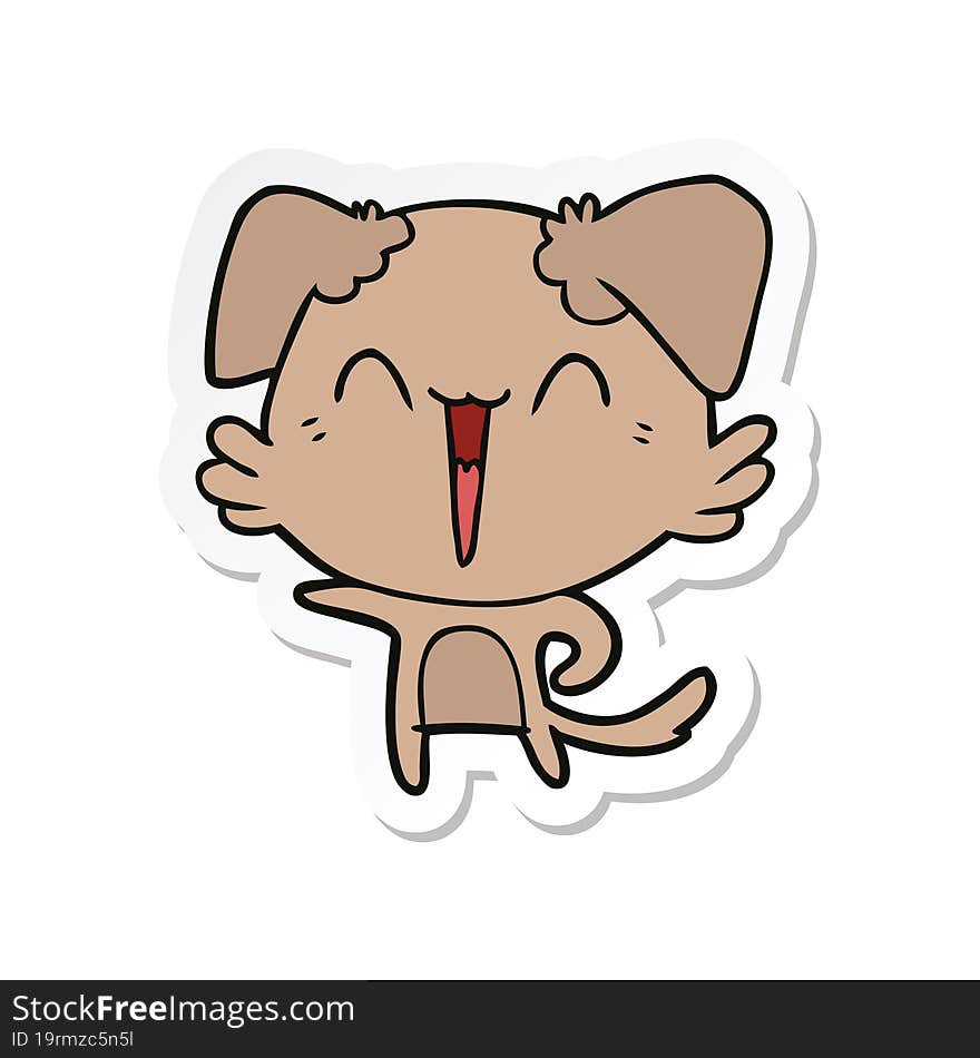 sticker of a happy little pointing dog cartoon