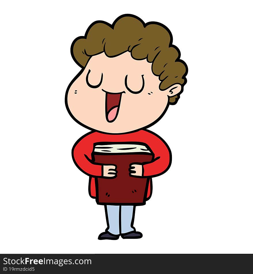 laughing cartoon man with book. laughing cartoon man with book