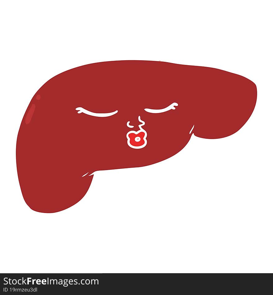 Flat Color Style Cartoon Pretty Liver