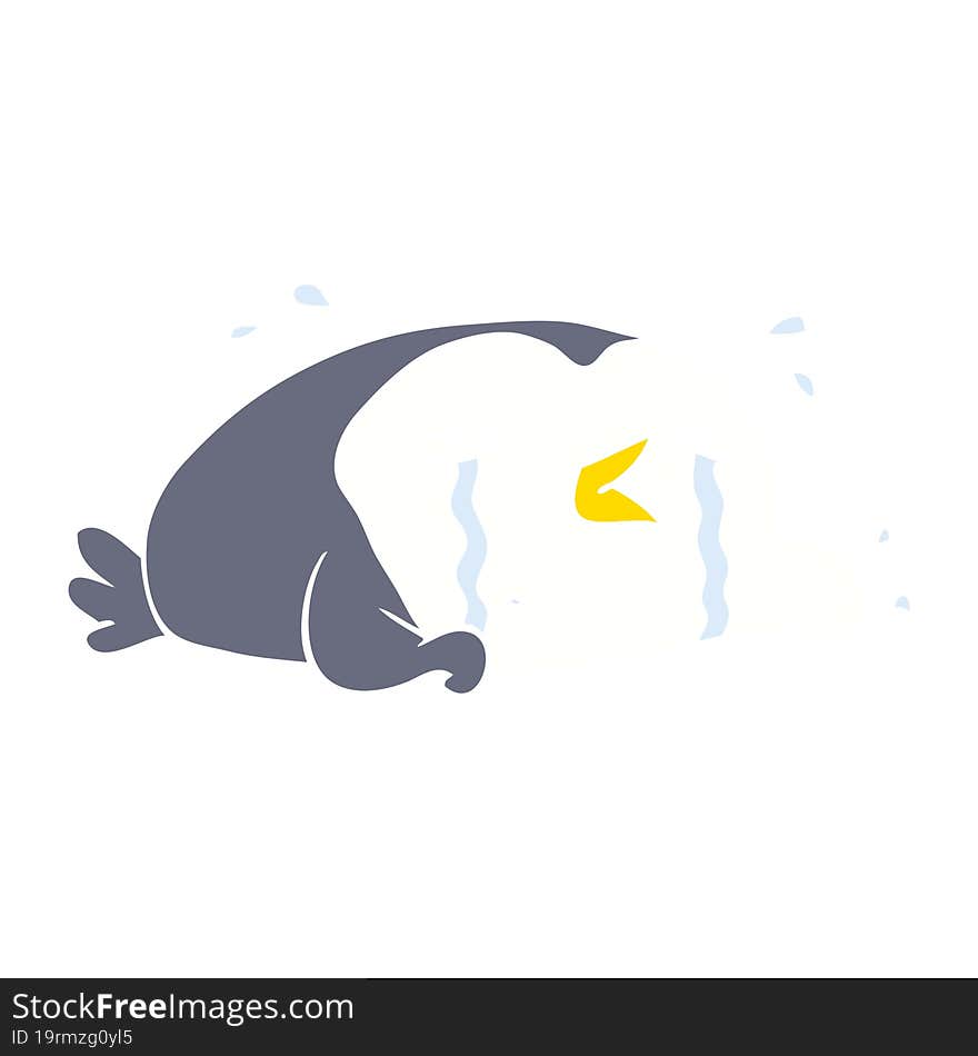 flat color style cartoon crying penguin