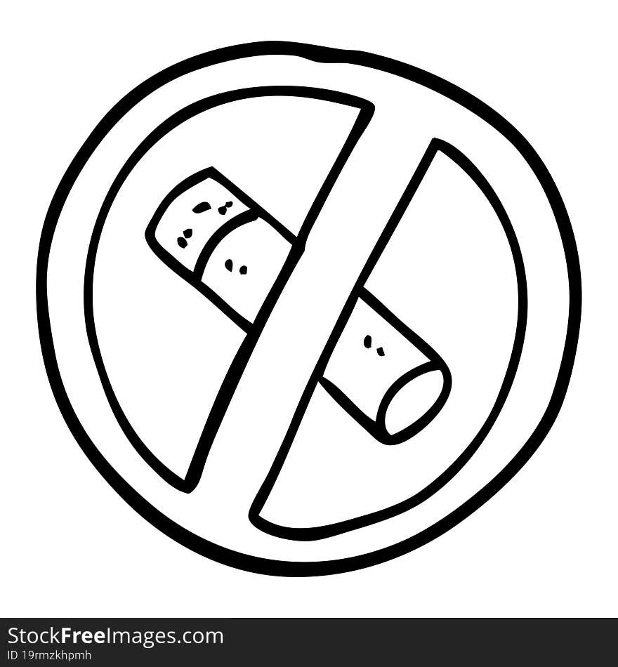 black and white cartoon no smoking sign