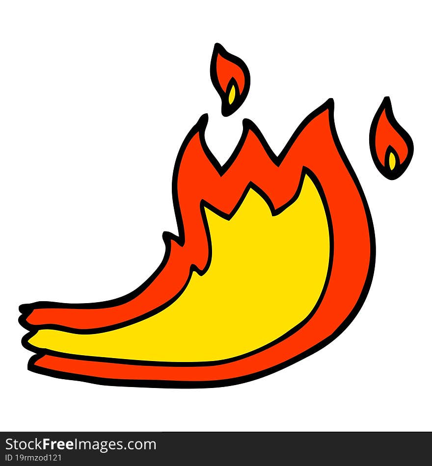 hand drawn doodle style cartoon fire flame