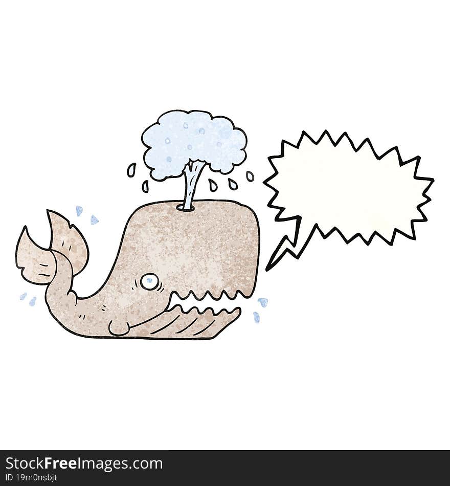 speech bubble textured cartoon whale spouting water