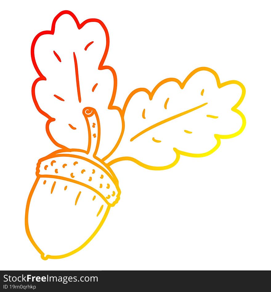 Warm Gradient Line Drawing Cartoon Acorn